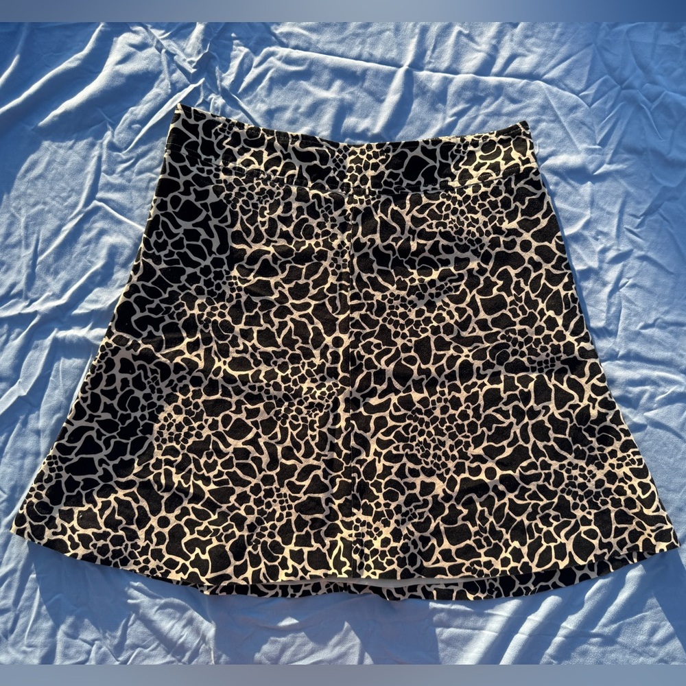 Merona Floral Black & Cream Print A-Line Skirt